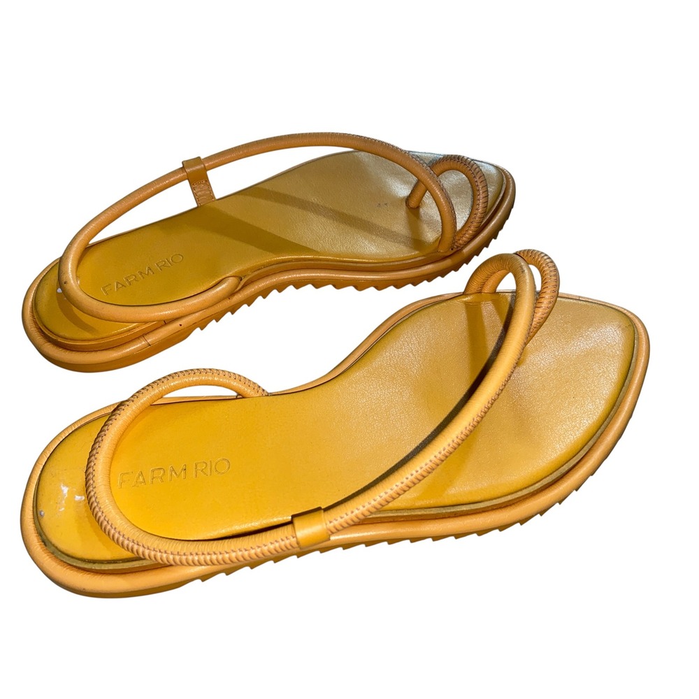Farm Rio Womens Mustard Yellow Cord Strap Toe Loop Slingback Sandals Size 7.5 - Picture 4 of 9